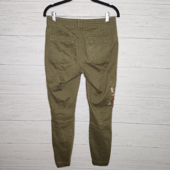 Anthropologie Size 26 Green Austen Embroidered Utility Pants - Picture 10 of 10